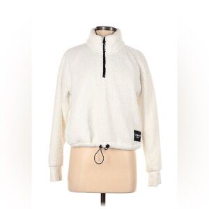 Calvin Klein white teddy Sherpa half zip sweatshirt